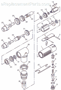 Page A Diagram and Parts List for CP876 T023996 Chicago Pneumatic Angle Grinder